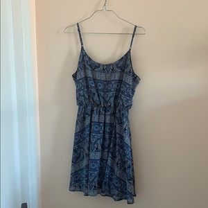 Blue, A-Line Mediterranean Print Dress